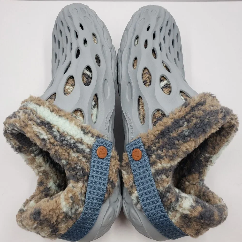 Merrell Hydro Moc 2 Snug Highrise Men 10 Gray Camo Fleece Lined Clogs Shoes